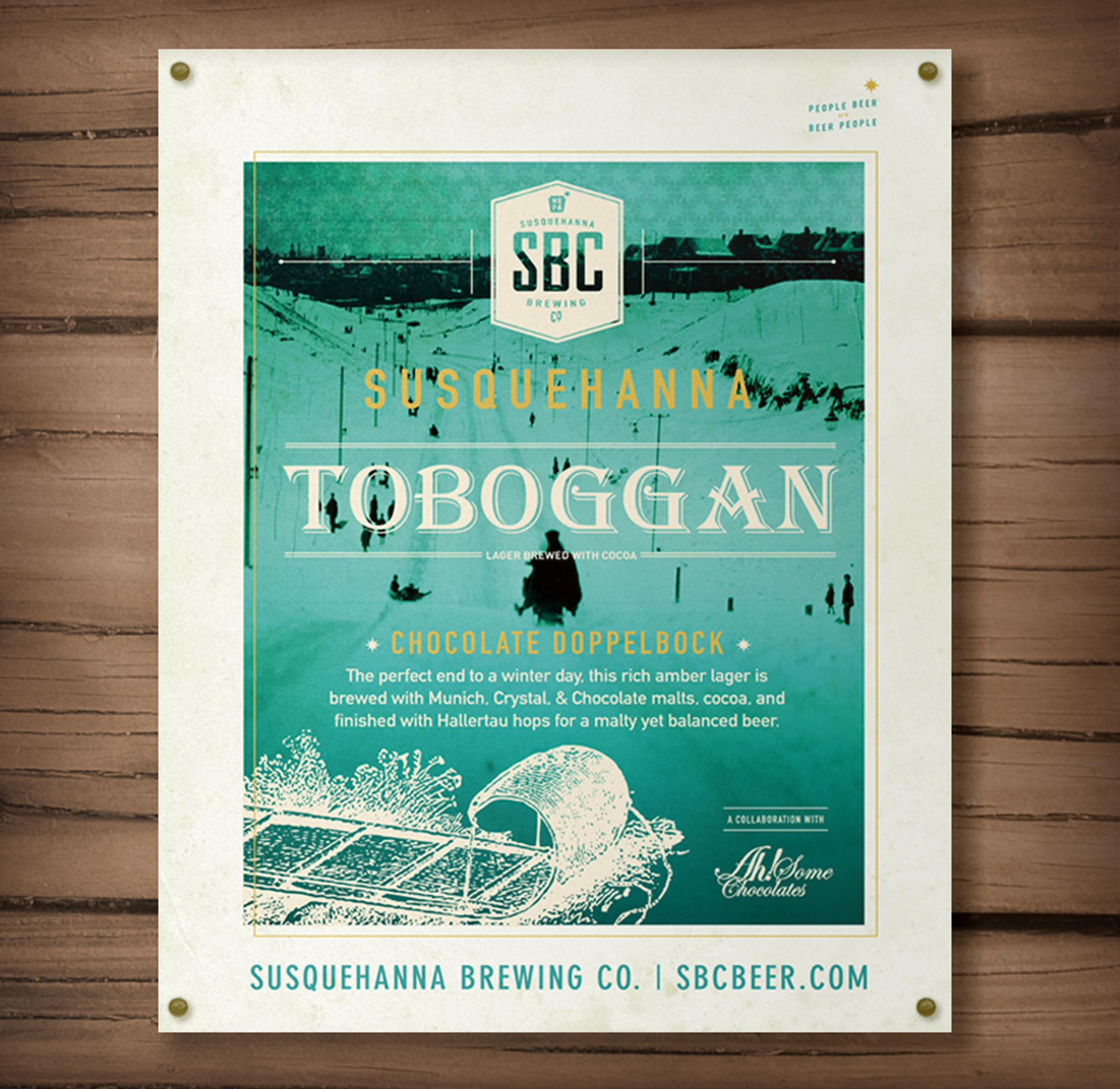 Susquehanna Brewing Co. Toboggan Chocolate Doppelbock Brand Poster Designed by Just Make Things
