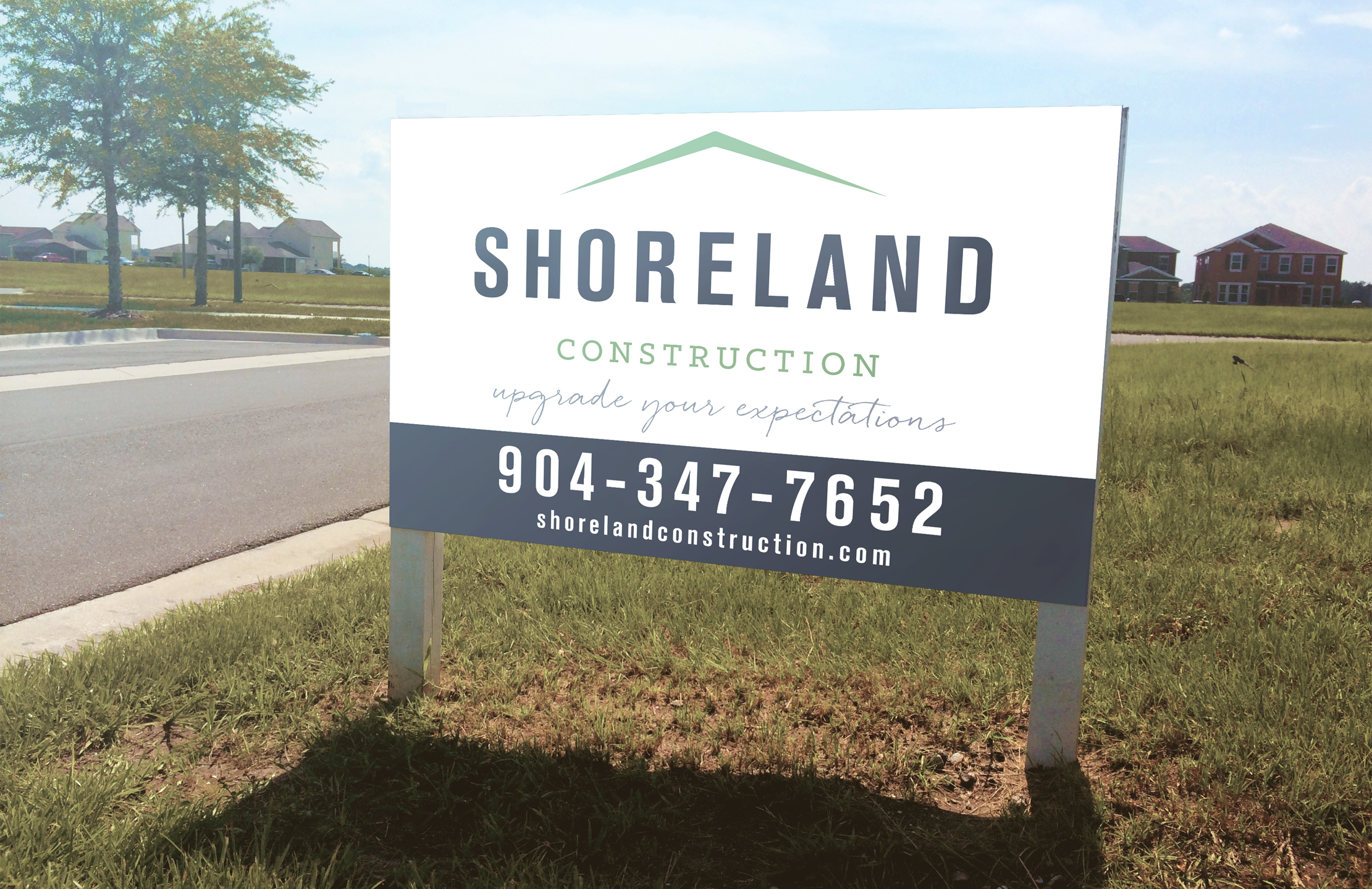 Shoreland Construction Branding Yard Sign Designed by Just Make Things