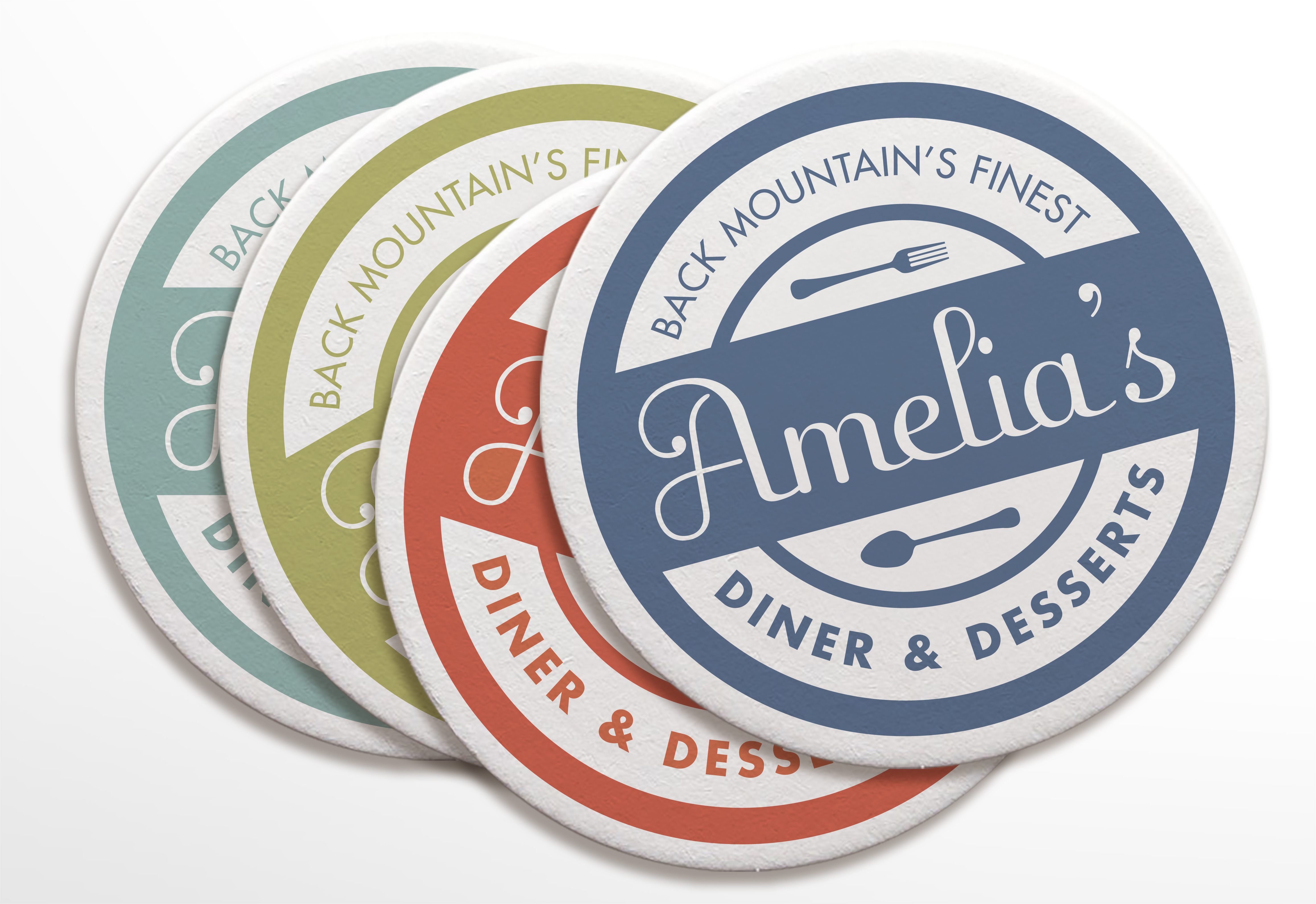 Brand Identity by Just Make Things – Amelia's Diner Coasters