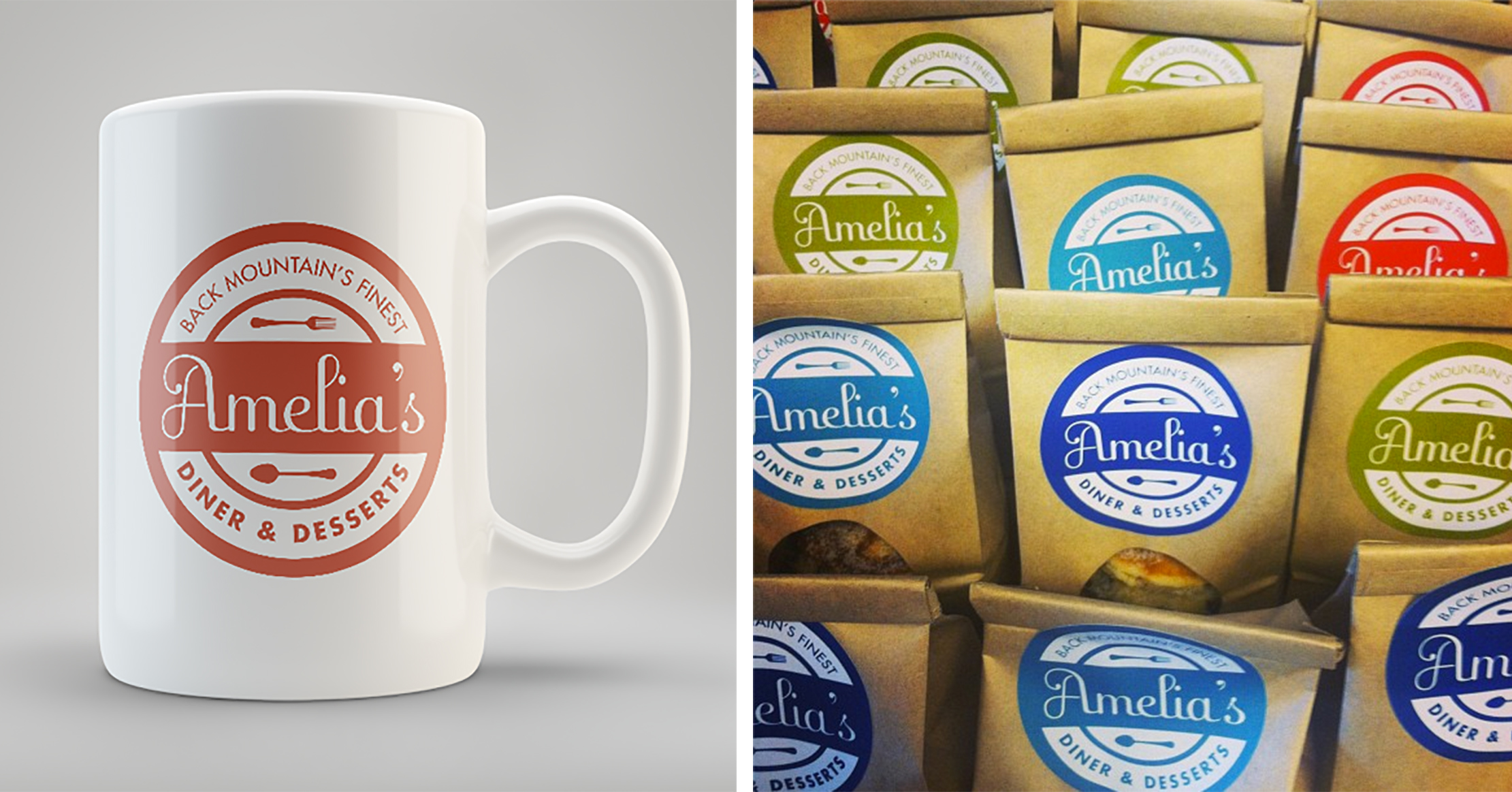 Brand Identity by Just Make Things – Amelia's Diner Mug and Bags